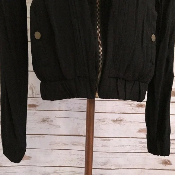 LA HEARTS Women Long Sleeve Open Front Zip-Up Black Casual Shirt Top Size Medium - Picture 3 of 12